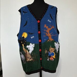 Holiday Editions Festive Halloween Vest - Blue and Green